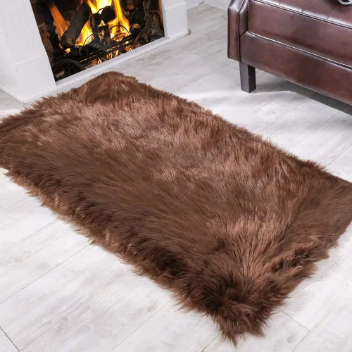 Miniatura 32 de Carvapet - Tapete suave de cuero sintético de oveja, lanudo y lujoso, grande (para decorar habitación), lado de la cama, dormitorio, sala de estar