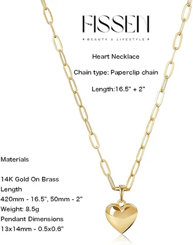 Miniatura 5 de Lindos collares de corazón para mujer, collar de corazón abierto de oro de 14 quilates, collar con dije de corazón de oro delicado, joyería estética
