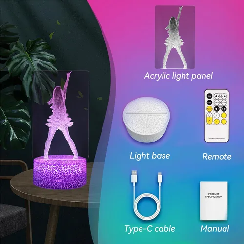Miniatura 7 de Regalos para niñas, regalo de cumpleaños de niña cantante, decoración para habitación. Lámpara de mesa para suministros de fiesta musical. Luz