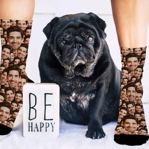 Miniatura 200 de Artsadd Calcetines personalizados para mujeres y hombres, amantes de los perros y gatos, regalos divertidos unisex personalizados