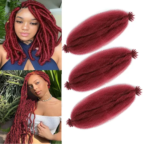 Miniatura 23 de Cabello afro trenzado elástico de 24 pulgadas 3 paquetes Cabello afro trenzado elástico Cabello afro para trenzado en crochet (24 pulgadas