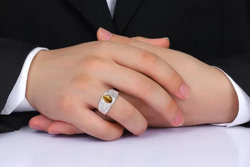 Miniatura 2 de Rylos Anillos para hombre Anillo de pepita de diseñador piedra preciosa ovalada de 9X7MM y diamantes brillantes - Anillos de piedra natal