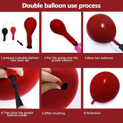 Miniatura 4 de Guirnalda de globos rojos, doble relleno, color rojo oscuro, marrón, borgoña, bronceado, nude, blanco, arena, kit de arco de globos para granja