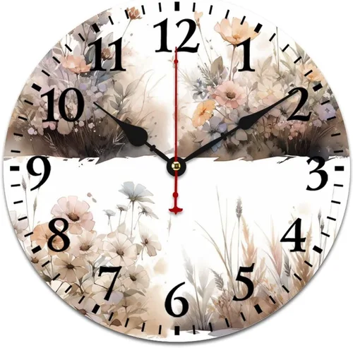 Miniatura 14 de Chinoiserie - Reloj de pared de madera moderno con patrón floral azul y blanco, flores y pájaros, funciona con pilas, con movimiento de cuarzo, azul