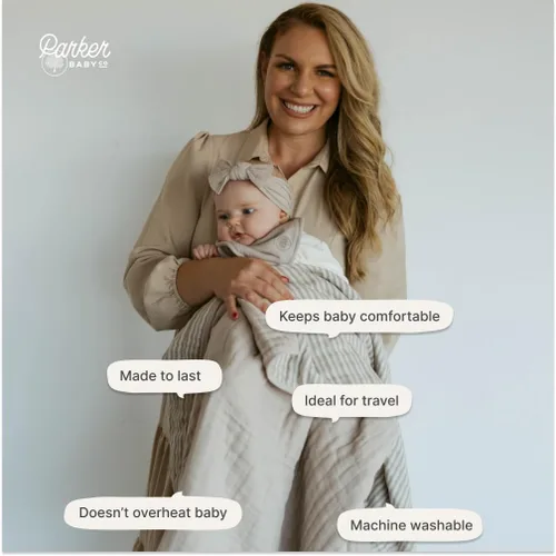 Miniatura 5 de Manta de muselina Parker Baby Manta de algodón 100% suave para niños pequeños y manta de muselina para bebé Diseño de género neutral, manta
