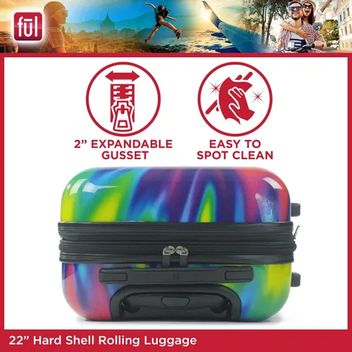Miniatura 5 de FUL Equipaje rígido impreso con ruedas giratorias, Tie-Dye, Equipaje rígido impreso con ruedas giratorias