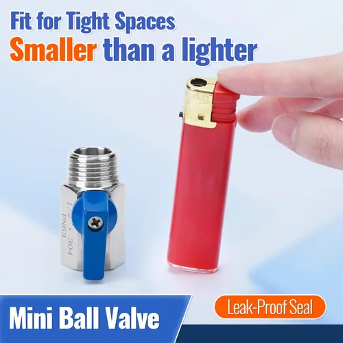 Miniatura 3 de Paquete de 2 mini válvulas de bola de 1/2 pulgada, control de flujo de agua de acero inoxidable 304 macho x hembra NPT roscadas válvulas de drenaje