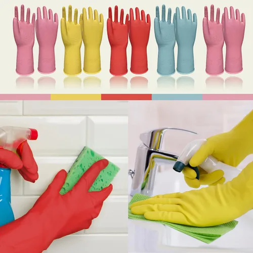 Miniatura 7 de Guantes de Cocina para Lavar Platos - 5 Pares de Guantes de Goma para Limpieza del Hogar, Lavar Platos, Limpieza, Jardinería, Guantes