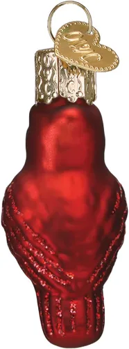 Miniatura 3 de Old World Christmas Mini adorno de cristal cardenal rojo soplado para árbol de Navidad, decoración navideña artesanal, colección de observadores