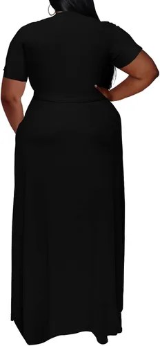 Miniatura 3 de Nmoder Plus Size Maxi Dress for Women - Summer Casual Short Sleeve Floral Flowy Long Dress with Belt XL- 6XL
