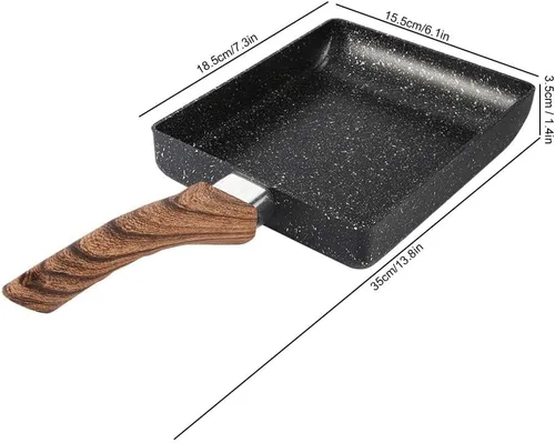 Miniatura 3 de HERCHR Tamagoyaki - Sartén rectangular antiadherente de 7.3 x 6 pulgadas, sartén para huevos japoneses, sartén pequeña de hierro fundido, mini