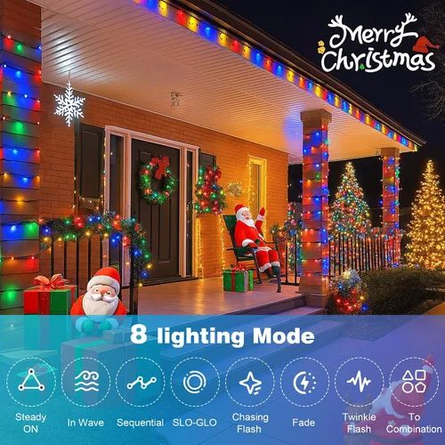 Miniatura 3 de Luces de Navidad 500 LED de 164 pies, luces impermeables para árbol de Navidad con 8 modos, control remoto, 3 temporizadores y función de memoria