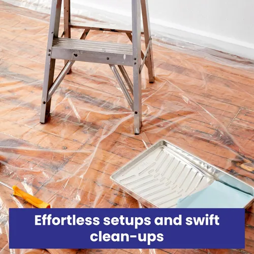 Miniatura 6 de VICMORE Paquete de 2 paños de plástico de 9 pies por 12 pies, cubierta de piso de pintura de plástico para muebles, cubierta impermeable