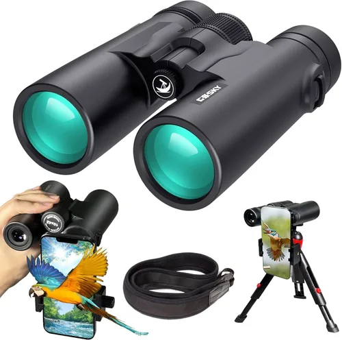 Prismáticos Gosky 10x42 de Techo para Adultos, Prismáticos Profesionales HD para Observación de Aves, Viajes, Observación de Estrellas, Caza,