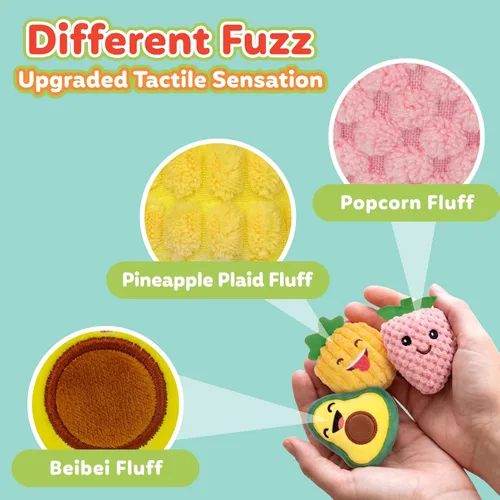 Miniatura 5 de Juguetes sensoriales para niños, paquete de 8 mini frutas de peluche suave para niñas o niños como decoraciones de fiesta, juguetes de simulación