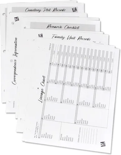 Miniatura 6 de Carpeta organizadora para documentar tu árbol genealógico: incluye tablas de linaje en blanco, formularios de registro de unidades familiares