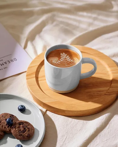 Miniatura 2 de famiware Tazas de café para 4, juego de tazas de 13 onzas, taza para beber con asa para café, té, cacao, leche, suero de la vía lechera, gris claro