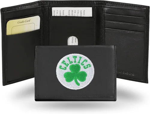 Miniatura 13 de NBA - Cartera de piel auténtica bordada de tres pliegues de 3.25 x 4.25 pulgadas, delgada por Rico Industries
