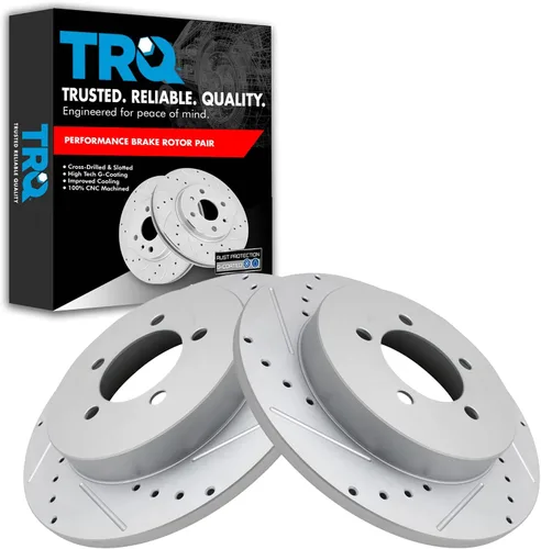 Miniatura 310 de TRQ Juego de rotores de freno de rendimiento trasero con revestimiento G premium compatible con Mazda 6 2014-2021