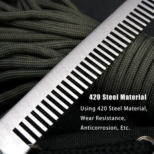 Miniatura 6 de Switchblade - Peine de bolsillo plegable, peine de barba de acero inoxidable para hombres, peines de bigote de dientes finos diseñados para Negro
