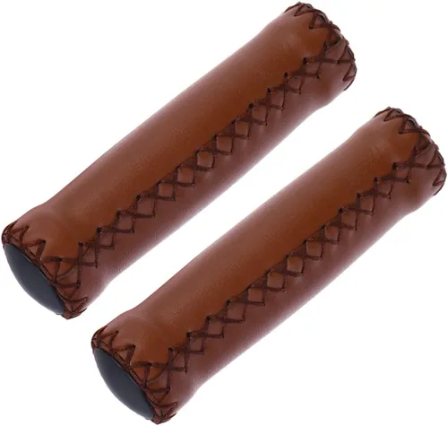 Miniatura 2 de BESPORTBLE 3pairs Brown PU y bicicleta para manillar ligero de cuero apretones apretones, goma de montaña