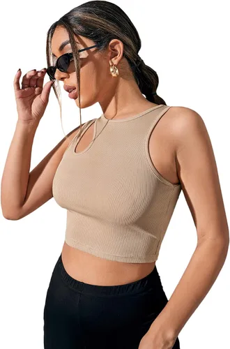 Miniatura 4 de Verdusa Camiseta corta sin mangas con cuello redondo y corte ajustado para mujer