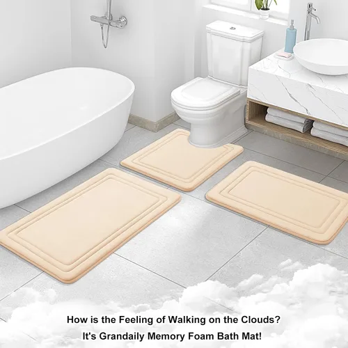 Miniatura 9 de Grandaily Alfombra de Baño de Espuma Viscoelástica 24x16, Ultra Suave, Antideslizante y Absorbente, Alfombras de Baño Lavables a Máquina y Secables