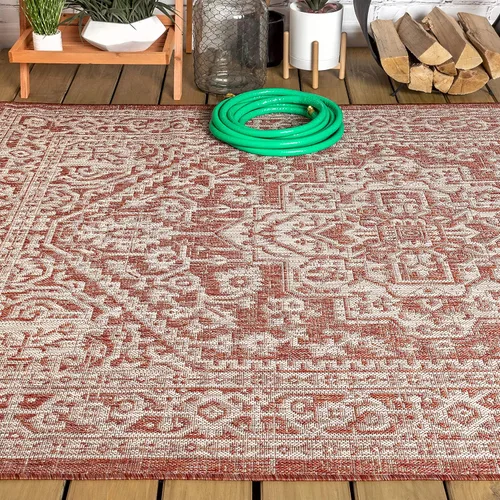Miniatura 49 de Eyely BMS101D-28 - Alfombra de pasillo con textura de medallón de Santa Mónica Slesi, para interiores y exteriores, estilo costero, bohemio, Gris