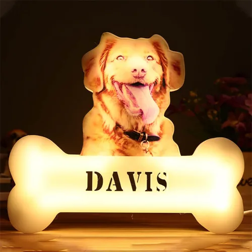 Miniatura 3 de Luz nocturna acrílica personalizada con foto de mascota, lámpara acrílica personalizada con nombre de perro, lámpara de hueso de foto de perro