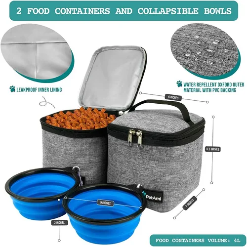 Miniatura 4 de PetAmi Mochila para bolsa de viaje para perros, bolsas para perros aprobadas por aerolíneas para viajes, suministros para bolsas de pañales para Gris