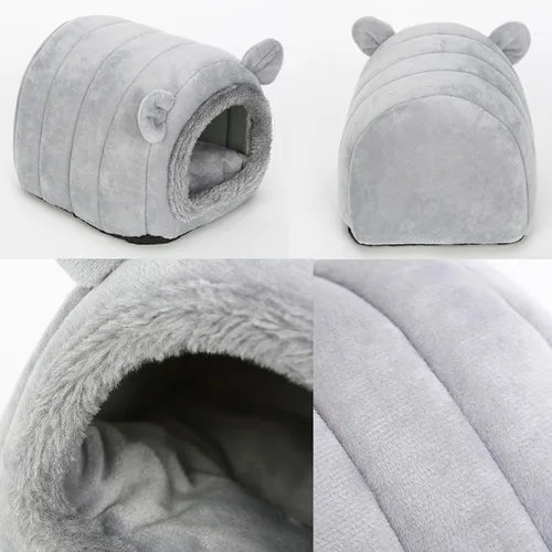 Miniatura 5 de Cama de Cueva para Erizo, Nido Escondite, Hámster, Conejillo de Indias, Suministros para Jaula de Animales Pequeños, Casa Cálida - Gris