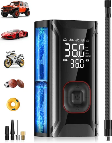 Inflador de Neumáticos Compresor de Aire Portátil, Mini Bomba de Aire para Neumáticos de Coche, Bomba de Neumáticos de Bicicleta Eléctrica con