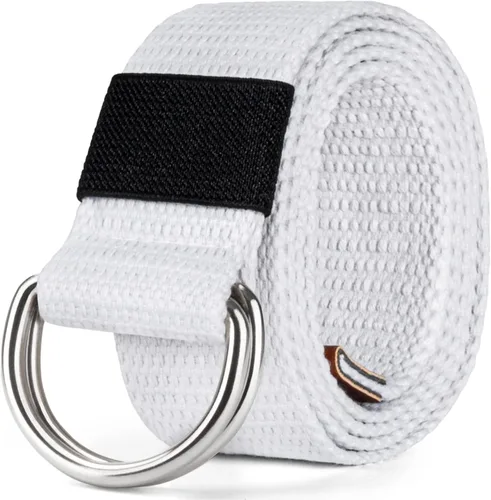 Miniatura 22 de Cinturón para mujeres y hombres de lona con hebilla negra 1 1/2" de ancho extra larga color sólido