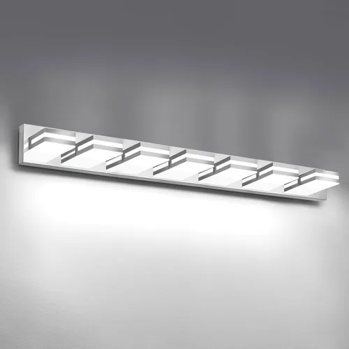 Miniatura 11 de IZORRO Luces LED modernas para baño (8 luces, regulables), iluminación de pared acrílica blanca mate, luces de tocador para baño sobre espejo, 6000
