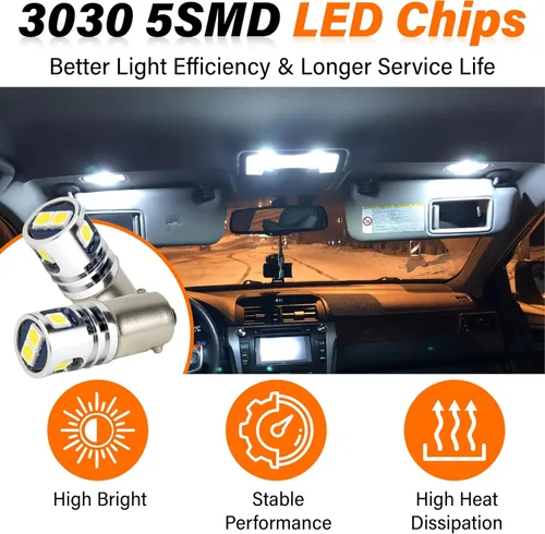 Miniatura 4 de Sixzoo 2 bombillas LED BA9 BA9S, 5 SMD 3030 T10 1889 1891 1895 64111 T4W bombilla LED 12V/24V, 6000K xenón blanco bombilla interior de domo
