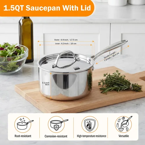 Miniatura 2 de Cocineros Standard Olla con múltiples capas de acero inoxidable (3 qt), Acero inoxidable