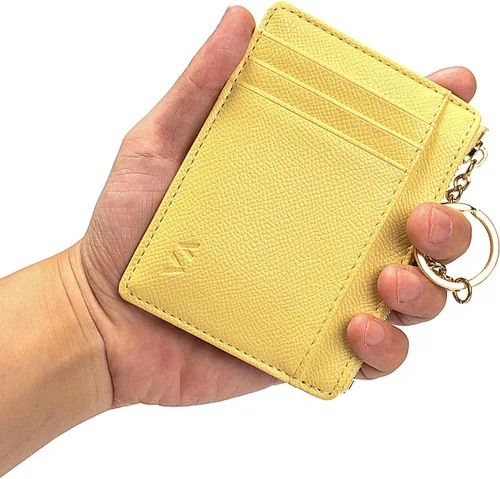 Miniatura 85 de Tarjetero delgado con bloqueo RFID, billetera de bolsillo pequeño, con cremallera Keychian para monedero, monedero y tarjetero para mujeres y hombres