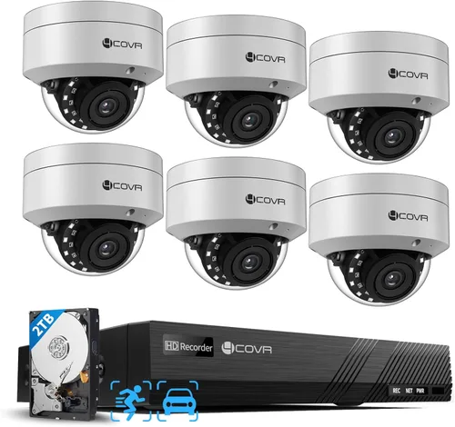 Miniatura 15 de Sistema de cámara de seguridad 4COVR PoE, 8X 5MP IK10 Cúpula IP67 a prueba de vandalismo con audio, NVR de 8 canales 4K con HDD de 2TB, detección AI