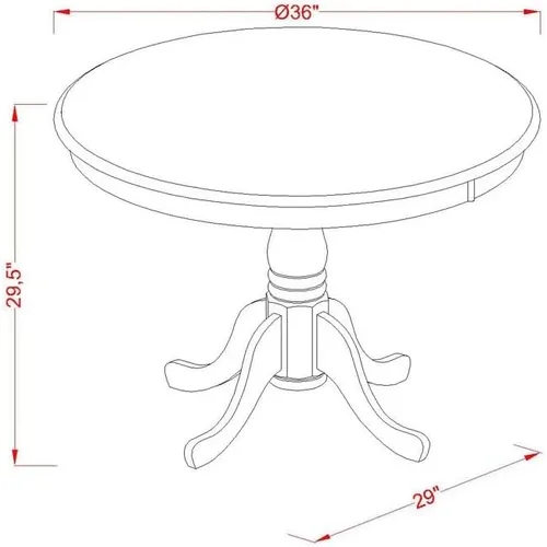 Miniatura 16 de East West Furniture ANAV5-LWH-W - Juego de mesa de comedor de 5 piezas, incluye una mesa de cocina redonda con pedestal y 4 sillas de comedor, 36 x