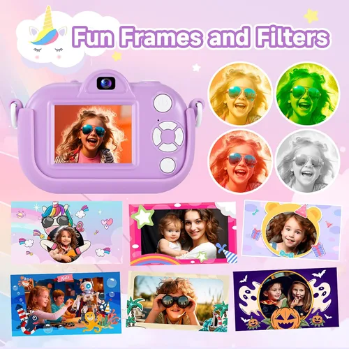 Miniatura 4 de MAVOKIS Cámara digital para niños de 3 a 8 años, cámara 1080P para niños con tarjeta SD de 32 GB, juguetes para niñas de 6 a 9 años, regalos