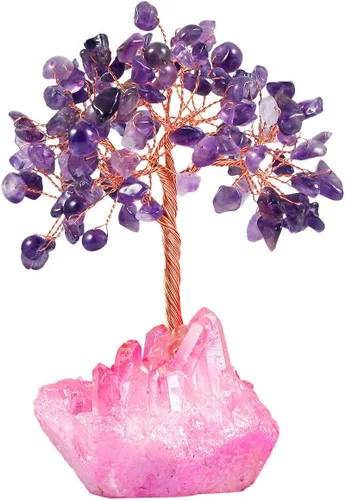 Miniatura 22 de Mookaitedecor - Árbol de cristal con base de cuarzo, bonsái para la riqueza y buena suerte