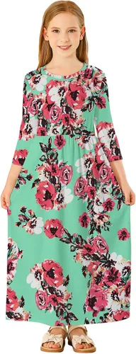 Miniatura 54 de 21KIDS Vestido largo floral de manga larga 3/4 con bolsillos para niñas de 6 a 12 años