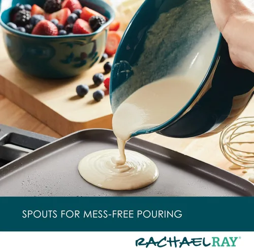 Miniatura 2 de Rachael Ray Ceramics - Juego de cuencos para mezclar con boquilla de vertido, 1 cuarto de galón y 2 cuartos de galón, verde azulado
