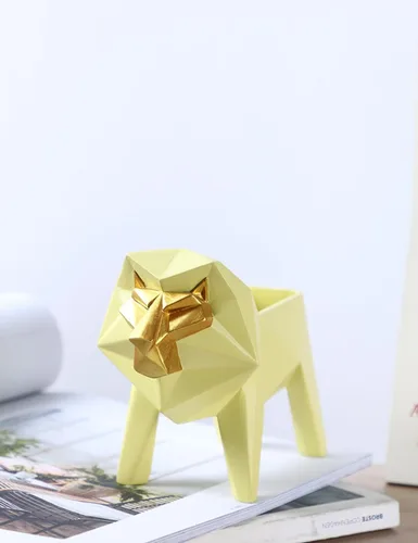 Miniatura 6 de HAUCOZE Maceta de estatua de león para suculentas, escultura animal de 6.1 pulgadas Modern Arts - Decoración para el hogar, regalo
