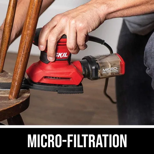 Miniatura 4 de SKIL SR232301 - Lijadora de detalles multifunción con cable con caja antipolvo de microfiltro, 3 accesorios adicionales y 12 hojas de lijado