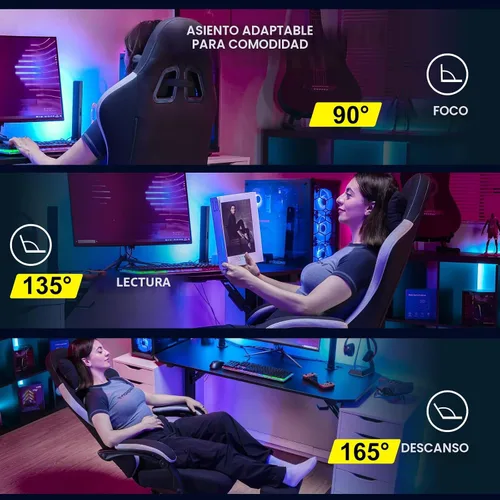 Miniatura 4 de GTPLAYER Silla Gaming, Silla de Oficina para Computadora con Cojín de Resorte de Bolsillo, Reposabrazos de Conexión y Reposapiés, Silla Ergonómica