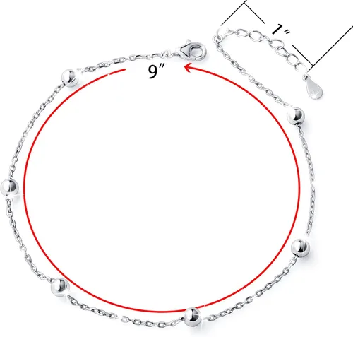 Miniatura 2 de Tobillera para mujer y niña, S925 plata de ley, ajustable, estilo de playa, joyería pulsera para tobillo