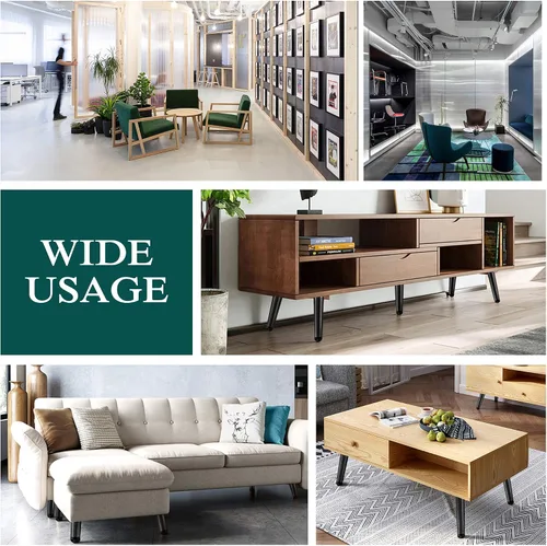 Miniatura 7 de 4 patas de muebles de 6 pulgadas, patas de metal cónicas oblicuas, color negro mate, pies de muebles de estilo de mediados de siglo para sofá
