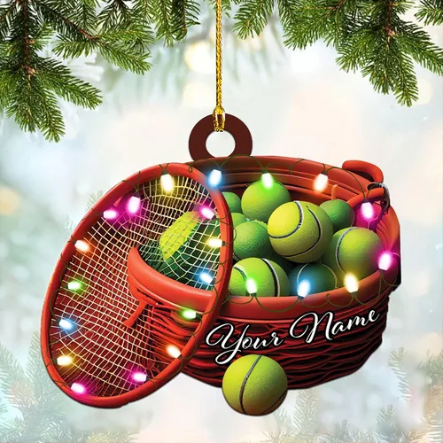 Miniatura 10 de Adorno plano acrílico personalizado para niña, jugador de tenis, regalo para amantes del tenis, jugador de tenis, adorno de Navidad para árbol