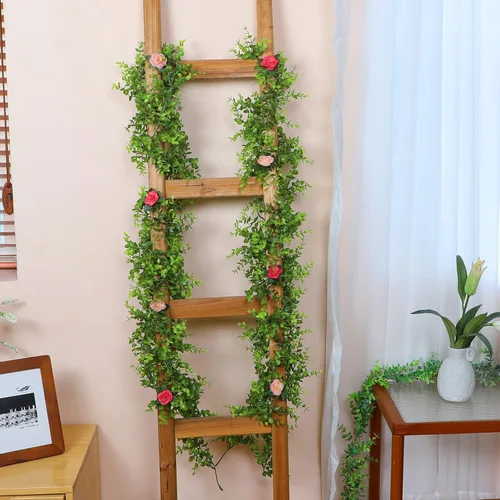 Miniatura 8 de Dolicer Guirnalda de eucalipto, paquete de 2 unidades, vegetación sintética de 12 pies, guirnaldas colgantes falsas para telón de fondo de boda